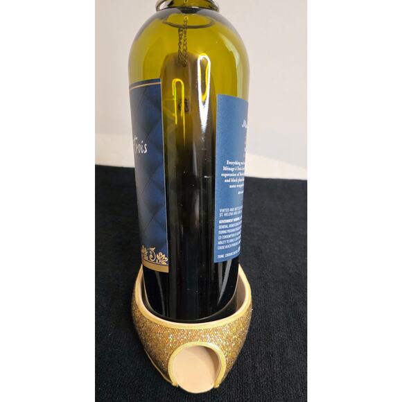 Wild Eye Designs High Heel Wine Bottle Holder/Caddy Gold Sequins w/Black Heel - Picture 2 of 5